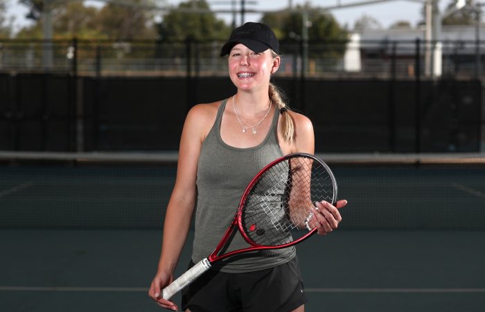 TALENT COMBINE 2023 Georgia Campbell poses for a photo during the Talent Combine at the Queensland Tennis Centre in Brisbane on Tuesday, September 26, 2023. Photo by TENNIS AUSTRALIA/JASON O'BRIEN