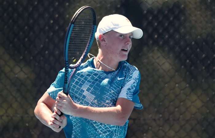 South Australian Jeffrey Strydom is the top seed in the 14/u boys' singles draw at the 2023 Australian Junior Hardcourt Championships. Picture: Tennis Australia South Australian Jeffrey Strydom is the top seed in the 14/u boys' singles draw at the 2023 Australian Junior Hardcourt Championships. Picture: Tennis Australia