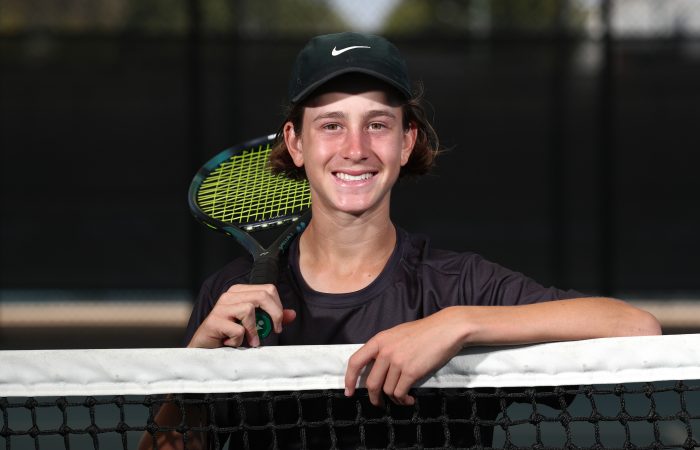 Elijah Dikkenberg at the Tennis Australia Talent Combine in Brisbane. Picture: Tennis Australia