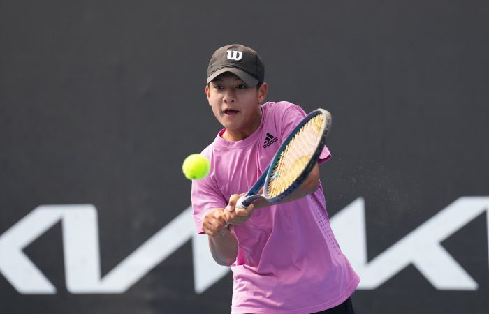 Connor McEvoy in action at the 2023 December Showdown. Picture: Tennis Australia Connor McEvoy in action at the 2023 December Showdown. Picture: Tennis Australia