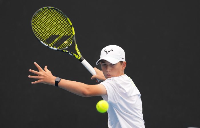 Tommy Camus in action at the 2023 December Showdown. Picture: Tennis Australia Tommy Camus in action at the 2023 December Showdown. Picture: Tennis Australia