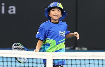 A Hot Shots Tennis participant on court. Picture: Tennis Australia