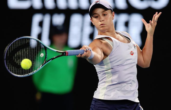 Ash Barty during her fourth-round win at Australian Open 2021. Picture: Tennis Australia Ash Barty during her fourth-round win at Australian Open 2021. Picture: Tennis Australia
