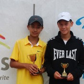 2011 Optus 12s National Championships - Boys Singles Finalists - Richard Yang from Victoria (left) came from a set down to defeat second seed, Mislav Bosnjak from SA (right) in the boys singles final. Francis Soyer.