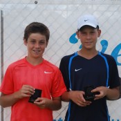 2011 Optus 12s National Championships - Boys Doubles Finalists - Lliam Bishop (left) and Mislav Bosnjak (right) from South Australia. Francis Soyer.
