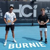 Burnie International 2024 champion Adam Walton, with runner-up Dane Sweeny.