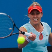 Monique Adamczak in action at the Australian Open 2013 Play-off at Melbourne Park; Matt Johnson