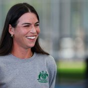 Ajla Tomljanovic during a press conference at the 2025 Billie Jean King Cup Qualifiers in Brisbane (Photo: DYLAN PARKER)