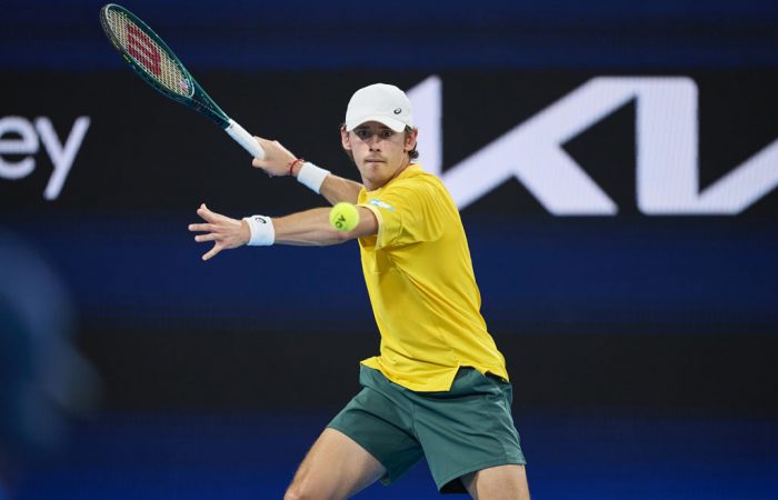 Alex-de-Minaur-at-the-United-Cup Alex de Minaur competing at the United Cup in Sydney; Getty Images