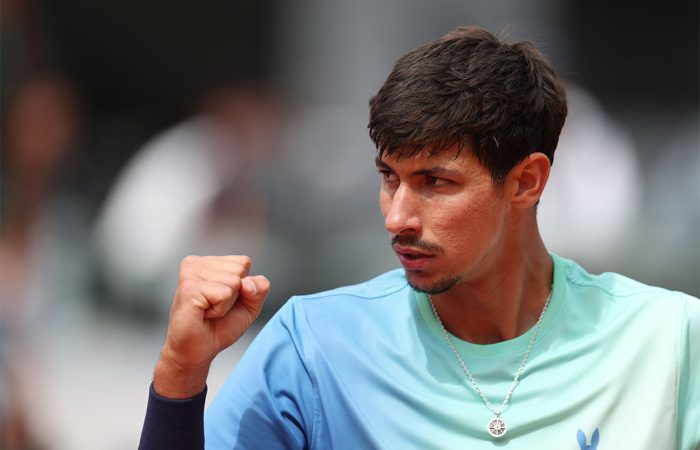 Alexei Popyrin in action against Alejandro Tabilo of Chile during the second round at Roland Garros. (Adam Pretty/Getty Images)