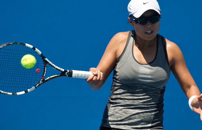Alison Bai in action at the Australian Open 2015 Play-off; Elizabeth Xue Bai Alison Bai in action at the Australian Open 2015 Play-off; Elizabeth Xue Bai