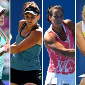 (L-R) Anastasia Rodionova, Casey Dellacqua, Jarmila Gajdosova and Jelena Dokic will be major drawcards in the women's draw of the Australian Open Play-off; Getty Images 