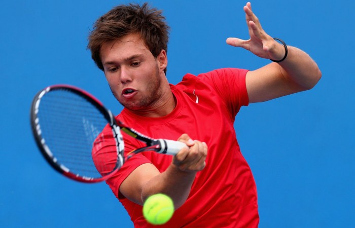Jay Andrijic of Australia plays a forehand in his first round match against Filippo Baldi of Italy during the 2013 Australian Open Junior Championships at Melbourne Park on January 19, 2013 in Melbourne, Australia; Getty Images Jay Andrijic of Australia plays a forehand in his first round match against Filippo Baldi of Italy during the 2013 Australian Open Junior Championships at Melbourne Park on January 19, 2013 in Melbourne, Australia; Getty Images