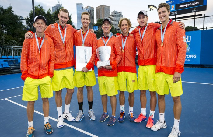 Melbourne, AUSTRALIA. 27th January 2015. The Tennis Brisbane Chargers at the Asia Pacific Tennis League Playoff at Melbourne Park. Melbourne, AUSTRALIA. 27th January 2015. Asia Pacific Tennis League at Melbourne Park.