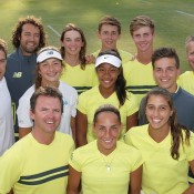Australia's victorious Junior Davis Cup and Fed Cup teams plus coaching staff celebrate Australia's first placings in the Asia/Oceania final qualifying competition at the Shepparton Lawn Tennis Club; Trevor Phillips