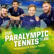 Australia's Rio 2016 Paralympic wheelchair tennis team of (L-R) Heath Davidson, Adam Kellerman, Dylan Alcott and Ben Weekes.