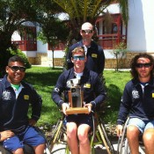 The Australian Wheelchair World Team Cup squad of (front row L-R) Keegan Oh-Chee, Ben Weekes and Adam Kellerman with (back row) coach Andrew Ash; Tennis Australia