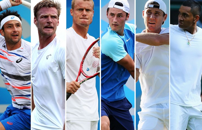 (L-R) Marinko Matosevic, Sam Groth, Lleyton Hewitt, Bernard Tomic, Matt Ebden and Nick Kyrgios form a contingent of six Aussies ranked inside the world's top 100; Getty Images (L-R) Marinko Matosevic, Sam Groth, Lleyton Hewitt, Bernard Tomic, Matt Ebden and Nick Kyrgios form a contingent of six Aussies ranked inside the world's top 100; Getty Images