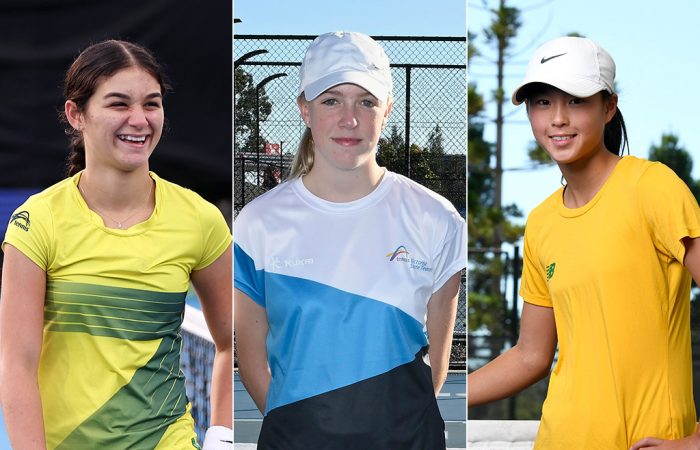 Australian Junior Billie Jean King Cup finals team (L-R) Renee Alame, Ava Beck and Koharu Nishikawa will represent Australia at the 2024 Billie Jean King Cup Juniors by Gainbridge Finals in Turkey.