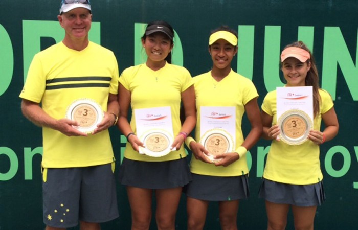 The Australian girls' World Junior Tennis team of (L-R) coach Craig Tyzzer, Jeanette Lin, Destanee Aiava and Selina Turlja at the Asia/Oceania qualifying event in New Delhi, India; Getty Images The Australian girls' World Junior Tennis team of (L-R) coach Craig Tyzzer, Jeanette Lin, Destanee Aiava and Selina Turlja at the Asia/Oceania qualifying event in New Delhi, India; Getty Images