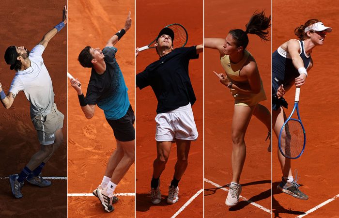 (L-R) Jordan Thompson, Alexei Popyrin, Alex de Minaur, Daria Kasatkina and Maya Joint are all on the Roland Garros main-draw entry lists. [Getty Images]
