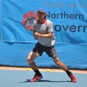 Maverick Banes in action at the Alice Springs Tennis International; Tennis Australia