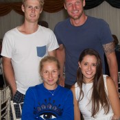 Luke Saville (back left) and Sam Groth (back right) with Daria Gavrilova (front left) and Brittany Boys; John Anthony