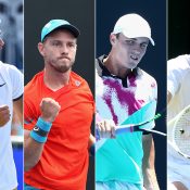 (L-R) Alexei Popyrin, James Duckworth, Chris O'Connell and Andrew Harris were Australian men who enjoyed notable rankings improvements in 2019. (Getty Images)