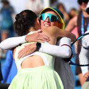January 9:  Kimberly Birrell (AUS) celebrates her win in the final qualifying round match at the Australian Open with a hug from Nicole Pratt  on Court 3 at Melbourne Park on Thursday, January 9, 2025. Photo by TENNIS AUSTRALIA/ JOSH CHADWICK