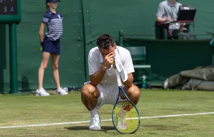 An emotional Alex Bolt celebrates qualifying at Wimbledon 2024. Picture: AELTC An emotional Alex Bolt celebrates qualifying at Wimbledon 2024. Picture: AELTC