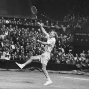John Bromwich, seen competing at Wimbledon in 1948; Getty Images