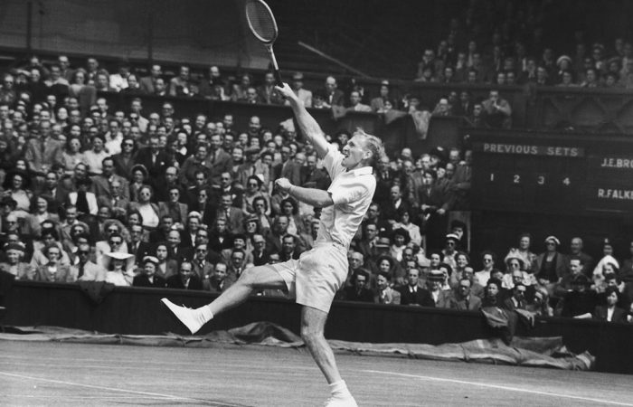 John Bromwich John Bromwich, seen competing at Wimbledon in 1948; Getty Images