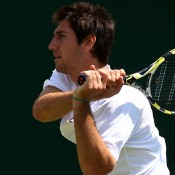 Free-swinging Casten Ball fell in the first round of qualifying but he's through to the second round of the doubles. GETTY IMAGES