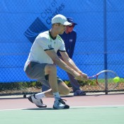 Michael Look in action at the Charles Sturt Adelaide International Pro Tour event at West Lakes Tennis Club; Stephen Cornwell