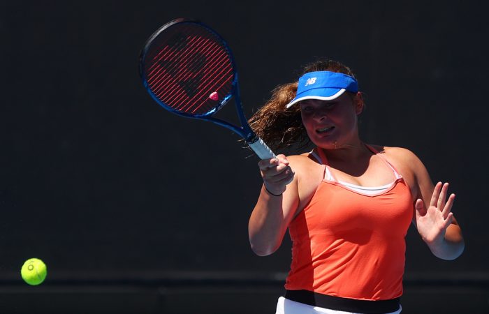 Charlotte-Kemp Charlotte Kempenaers-Pocz competes at the Australian Open; Getty Images