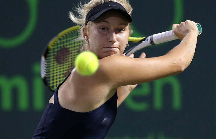 Gallery: Gavrilova v Sharapova Daria Gavrilova in action during her second round victory over Maria Sharapova at the Miami Open; Getty Images