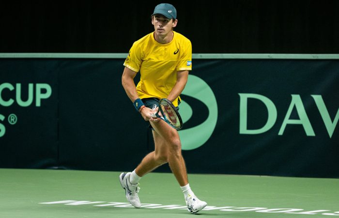 Alex de Minaur in action at the Davis Cup qualifying tie in Stockholm; Getty Images