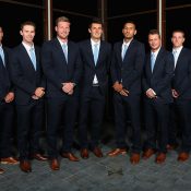 The Australian Davis Cup squad at the official team dinner; Getty Images