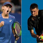 Alex De Minaur (L) and Bernard Tomic have advanced to ATP hardcourt semifinals in China; Getty Images