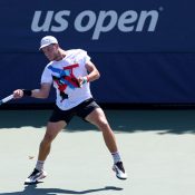 James Duckworth in action during his US Open first-round meeting with Chris O'Connell. (Getty Images)