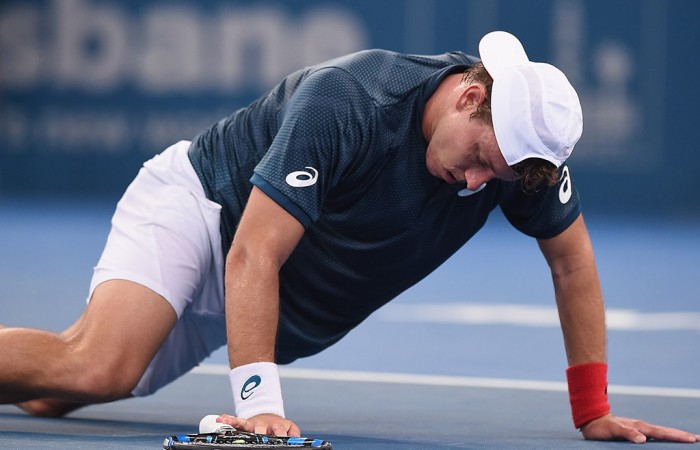 James Duckworth in action during his first-round loss to Dominic Thiem at Brisbane International 2016; Getty Images James Duckworth in action during his first-round loss to Dominic Thiem at Brisbane International 2016; Getty Images