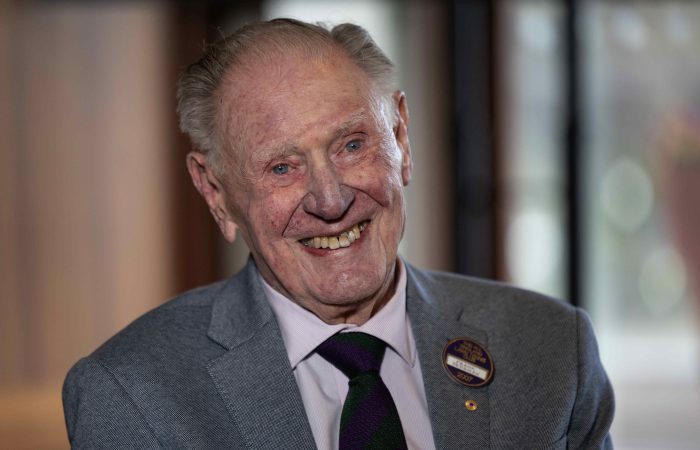 Frank Sedgman during his Wimbledon 70th anniversary celebrations. Picture: Tennis Australia