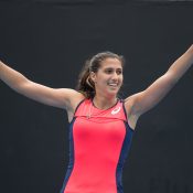 Jaimee Fourlis celebrates her victory over Destanee Aiava in the final of the 18/u Australian Championships at Melbourne Park; Elizabeth Xue Bai