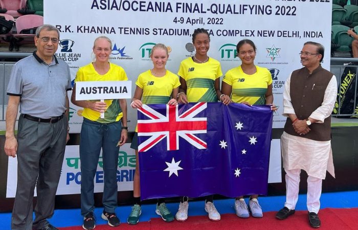 The Australian Junior Billie Jean King Cup team in India. The Australian Junior Billie Jean King Cup team in India.