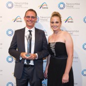Clint Fyfe and Jelena Dokic, Newcombe Medal, Australian Tennis Awards 2013. XUE BAI