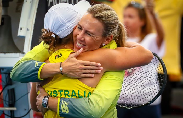 LEADER: Alicia Molik embraces Australian No.1 Ash Barty during the Fed Cup semifinal in Brisbane in April; Getty Images LEADER: Alicia Molik embraces Australian No.1 Ash Barty during the Fed Cup semifinal in Brisbane in April; Getty Images