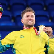 World No.1 Dylan Alcott celebrates his gold medal victory at the Tokyo Paralympics; Getty Images