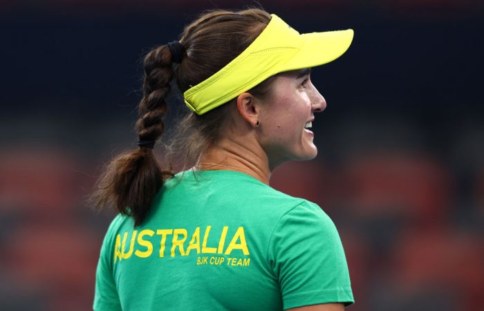 Arina Rodionova during a Billie Jean King Cup practice session. Picture: Getty Images Arina Rodionova during a Billie Jean King Cup practice session. Picture: Getty Images