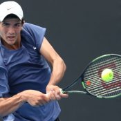Alexander Crnokrak is through to the second round of the boys' singles in Melbourne. (Photo by Mark Metcalfe/Getty Images)