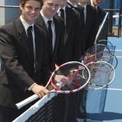 (L-R) Jacob Grills, Blake Mott, Ben Mitchell, Harry Bourchier, Luke Saville and Thanasi Kokkinakis; Emily Mogic